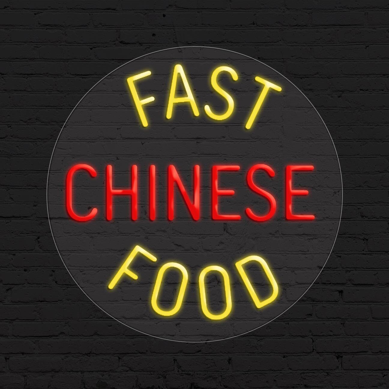 Fast Food Chinese Sign for Retail Displays | LED Flex Neon | 18″W x 18″H x 1″D