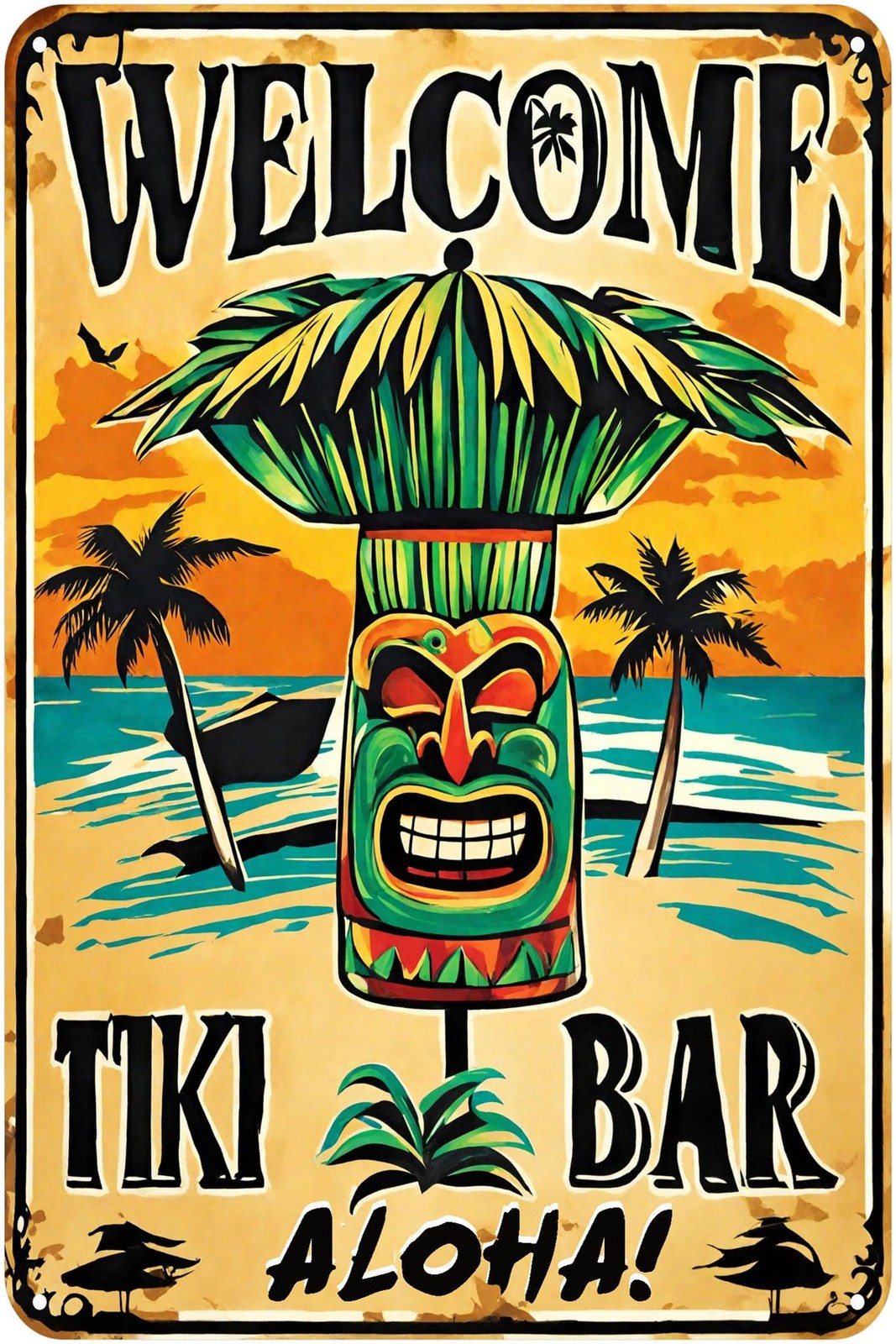 Creative Metal Sign – 8×12 Inches Tiki Bar Personalized Sign for Home, Cafe, …