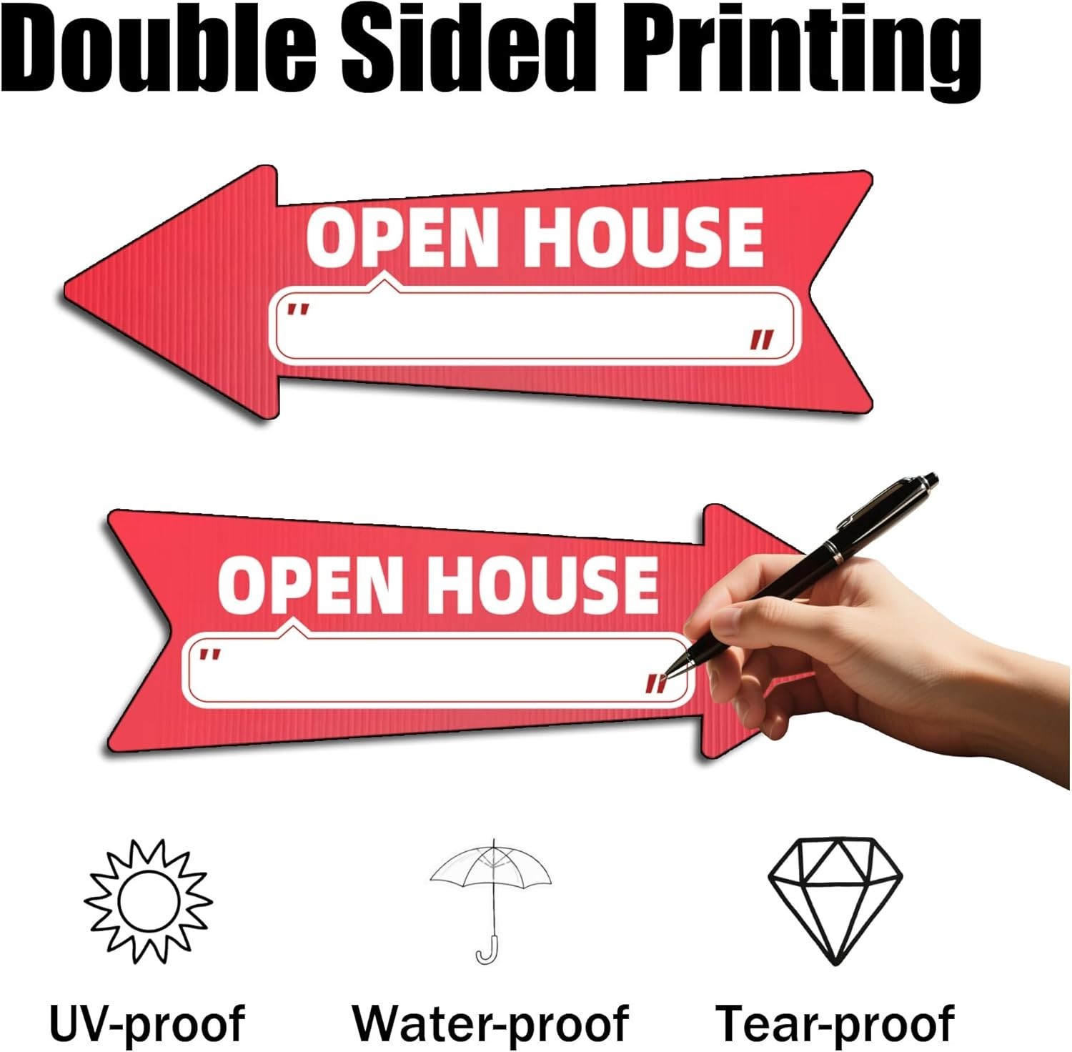 Open House Red Double – Sided Yard Sign with Arrows, 16″ x 5″ Inch, 12 Pcs 13…