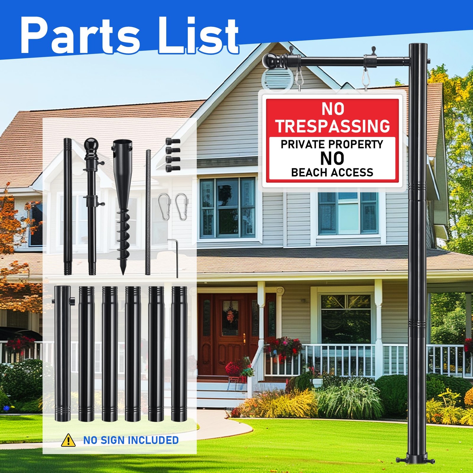 Real Estate Sign Post, 100 inch Realtor Yard Sign Post for Sale Signs, Rent S…