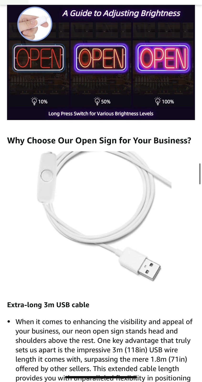 LED Neon Open Sign for Business 16.7″x9.2″ Ultra Bright ON/OFF Switch Adjustable