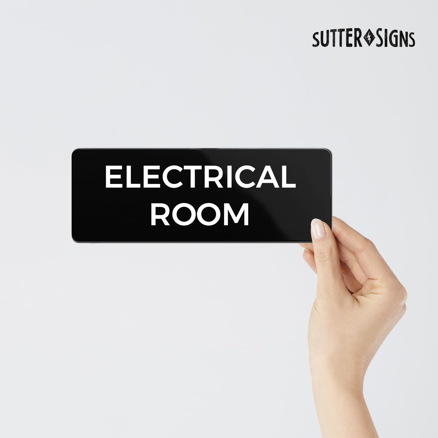 Electrical Room Sign 2×6 Inch ABS Plastic Adhesive Wall Door Plaque Business
