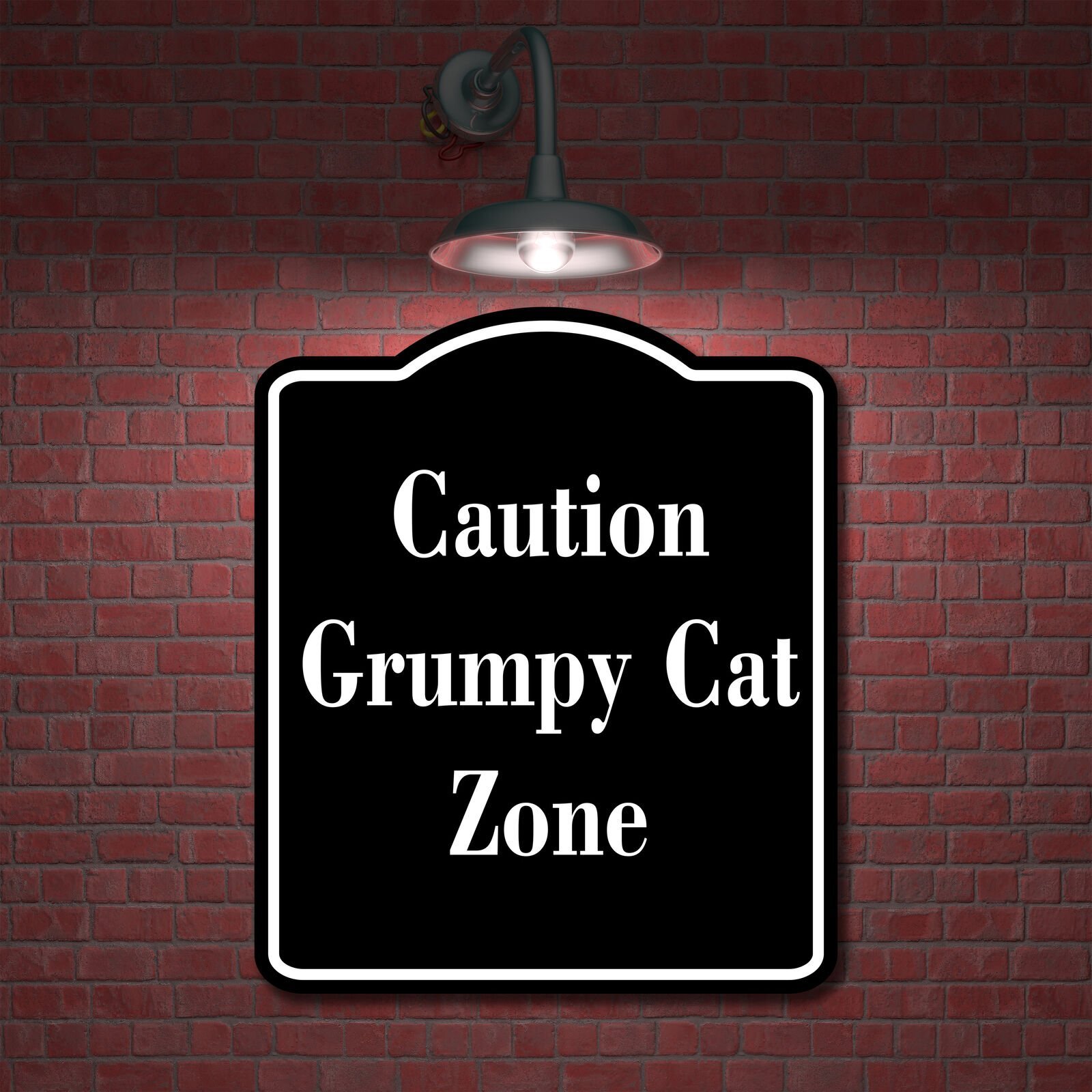 Caution Grumpy Cat Zone BLACK Aluminum Composite Sign
