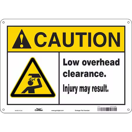 CONDOR 477L91 Caution, LOW OVERHEAD CLEARANCE. INJURY MAY RESULT., 14 in W x 10
