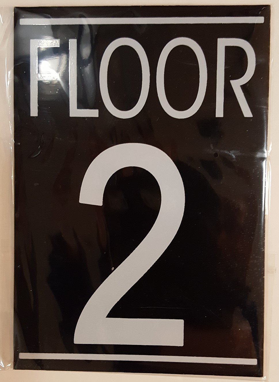 FLOOR 2 SIGN (BLACK ALUMINUM 5.75X4)-REF24-1027