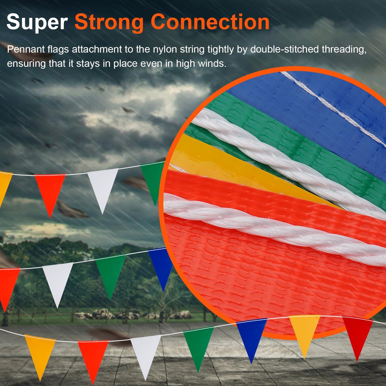Multicolor Pennant Safety Flags, Perimeter Warning Flag Banner Line, For Flag…