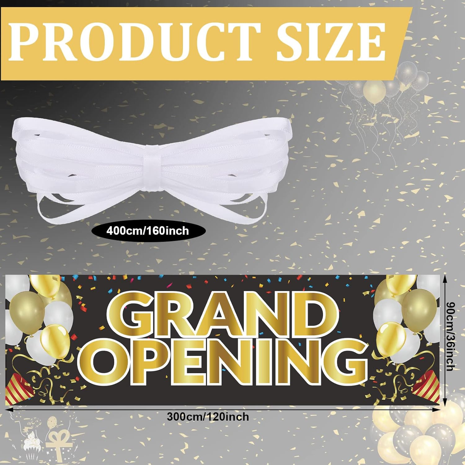 Grand Opening Banner, 3 X 10 Ft New Store Grand Opening Sign and Rope, Oxford Cl