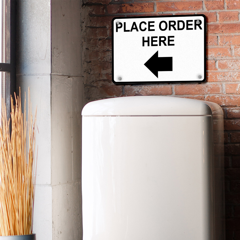 Horizontal Metal Sign Place Order Here W Left Arrow Weatherproof Street Signage