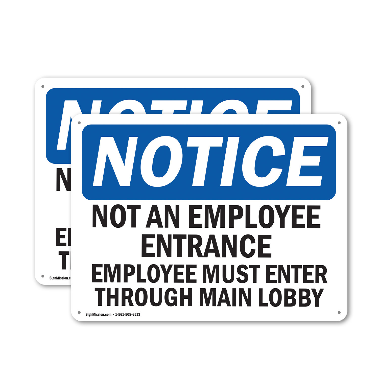 (2 Pack) Not An Employee Entrance Employees Must OSHA Notice Sign Decal Metal