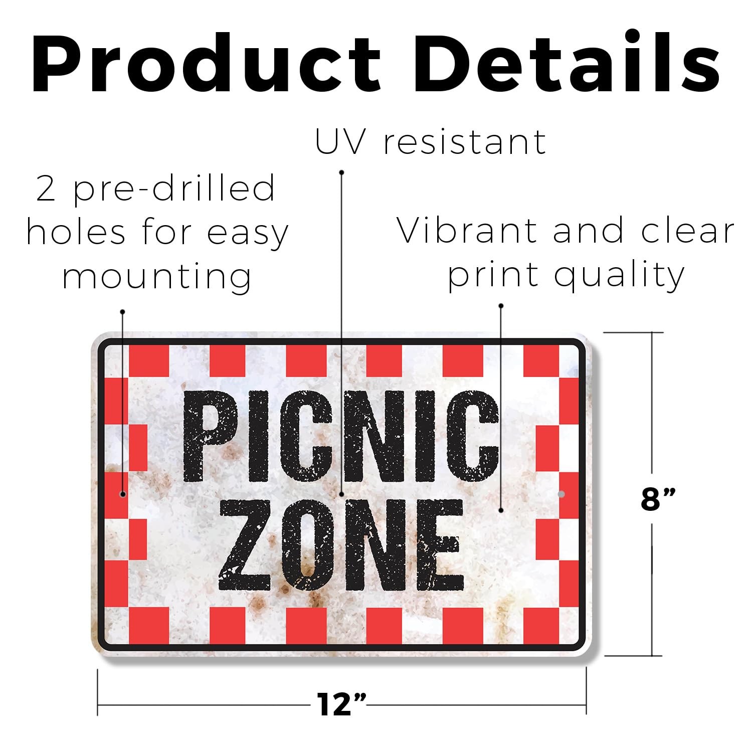 Picnic Zone (2 Pack) 8 Inch x 12 Inch Novelty Plastic Sign Blankets Baskets S…