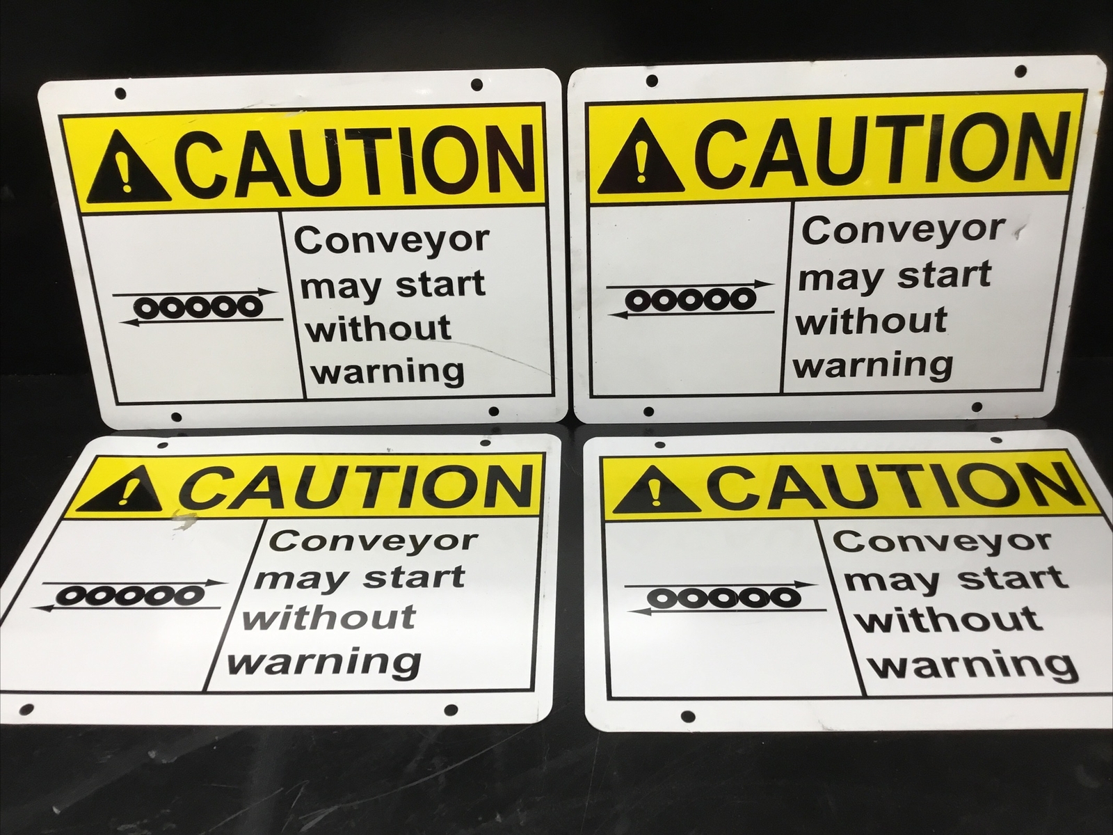 Caution Conveyor May Start Sign 14×10 Lot Of 4 #912J87