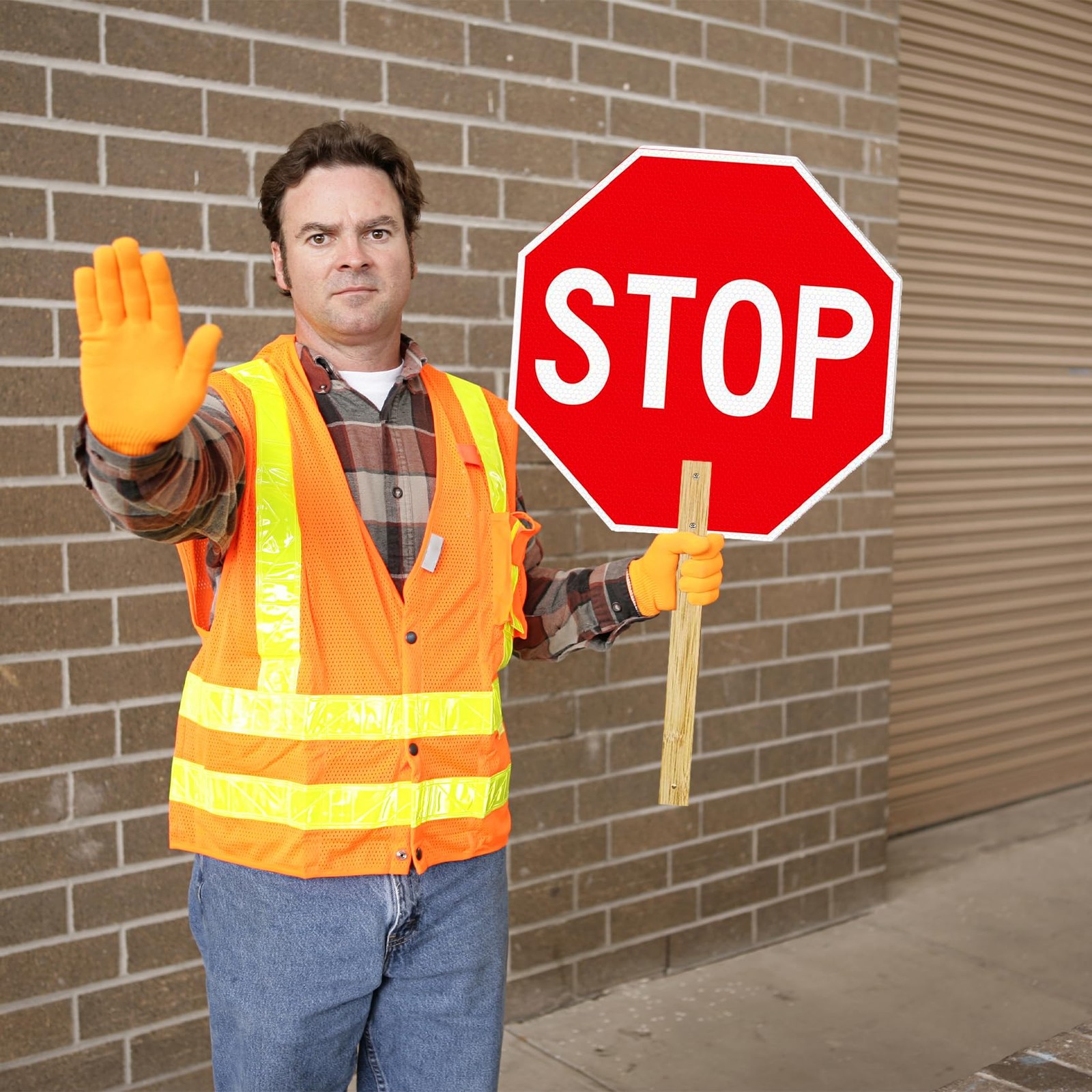 4 Pack Stop Slow Sign, 13” X 13” Handheld Stop Sign, Aluminum Crossing Guard Sig