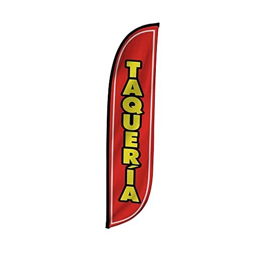 Durable UV-Resistant Feather Flag – 12ft Tall Taco Advertising for Events