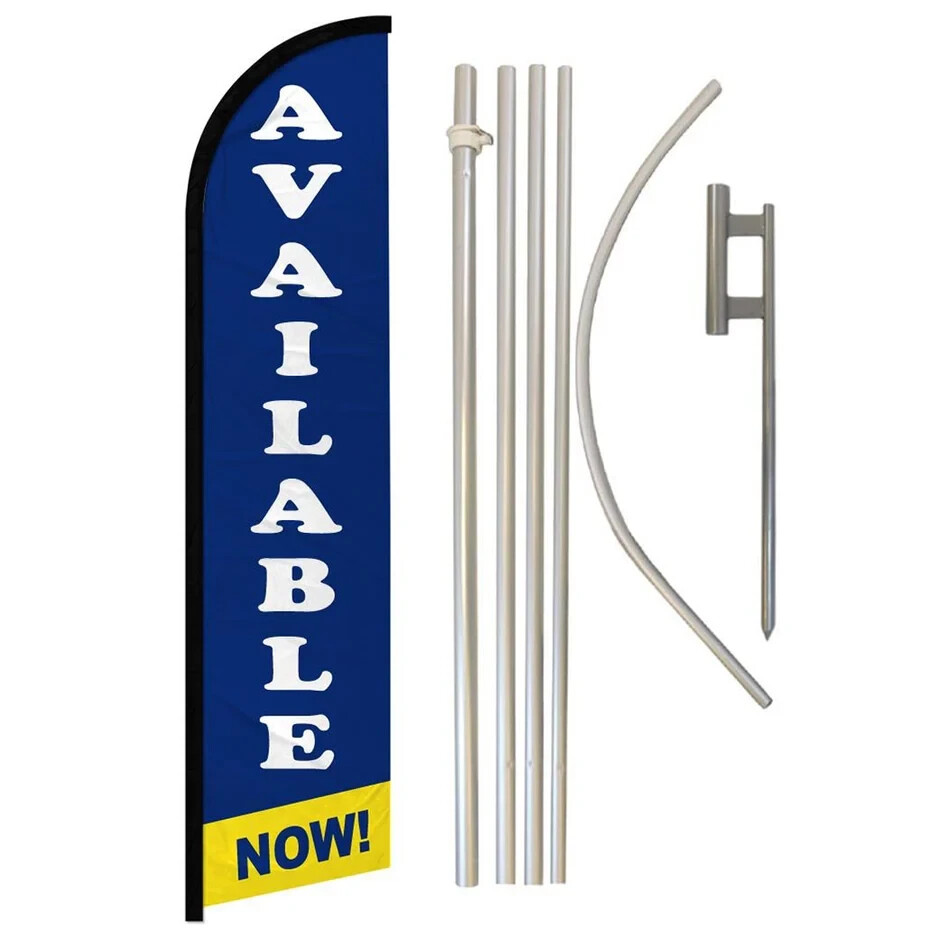 Available Now! Windless Full Curve Advertising Real Estate Banner Flag Pole Kit
