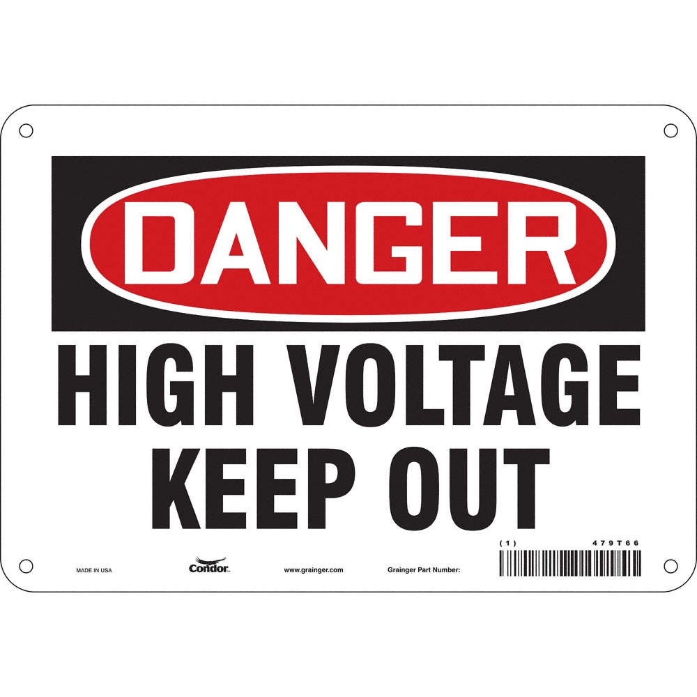 CONDOR 479T66 Safety Sign,7 in x 10 in,Glow Vinyl 479T66