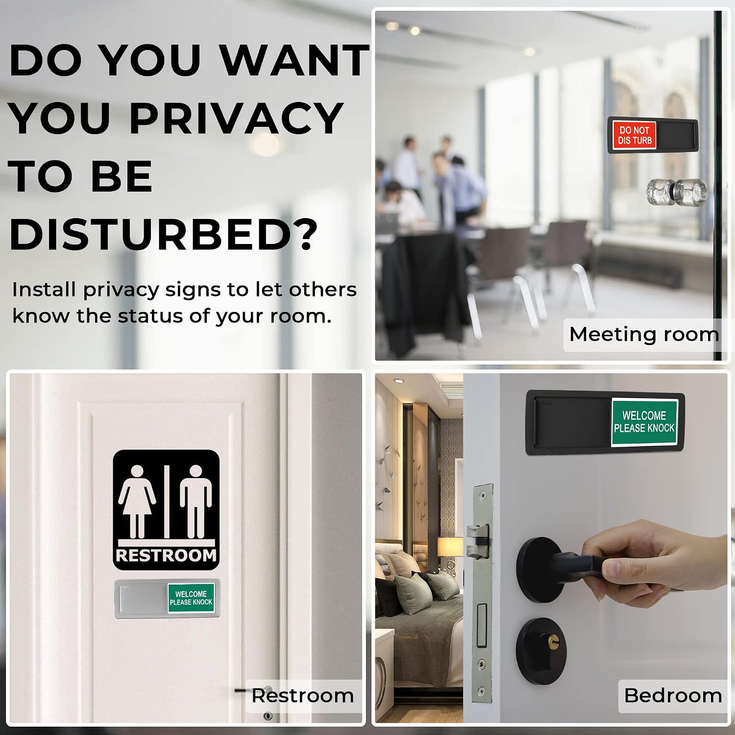 7”X2” Magnetic Privacy Indicator, Do Not Disturb Sign for Office, Vacant Occup