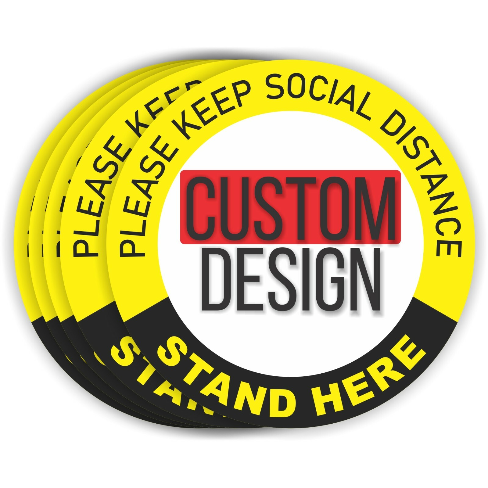 Custom Design Social Distancing Floor Decals 30 Pack 8 Inch Custom Logo Vinyl