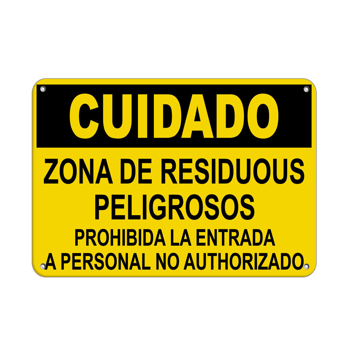 Horizontal Metal Sign Multiple Sizes Caution Hazardous Waste Unauthorized Yellow