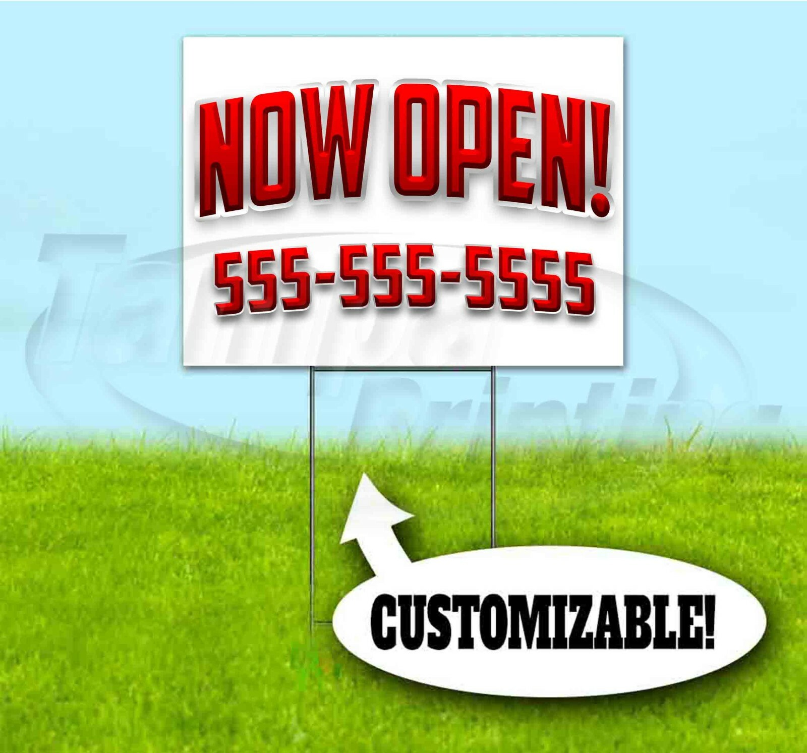 NOW OPEN CUSTOM 18×24 Yard Sign WITH STAKE Corrugated Bandit USA BUSINESS PH#