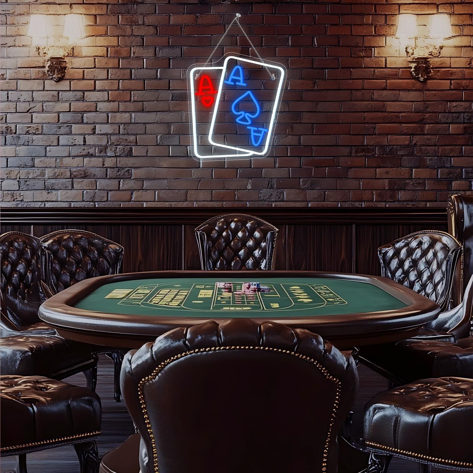 Playing Cards Neon Sign Poker Neon Signs for Wall Decor Led Neon Light Blue R…