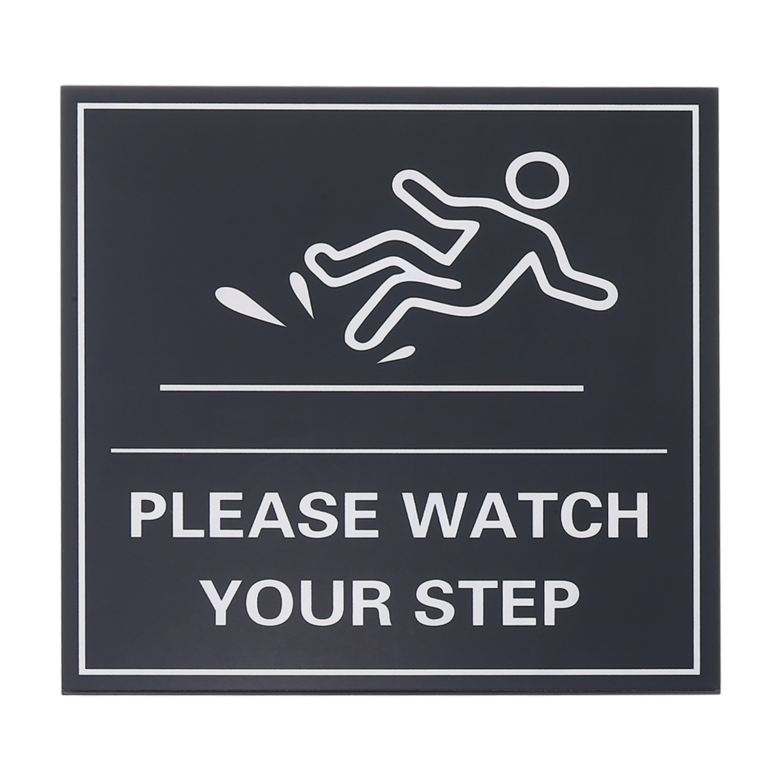 6″ x 6″ Please Watch Your Step Sign, 1 Pcs Warning Sign, Black with White Text