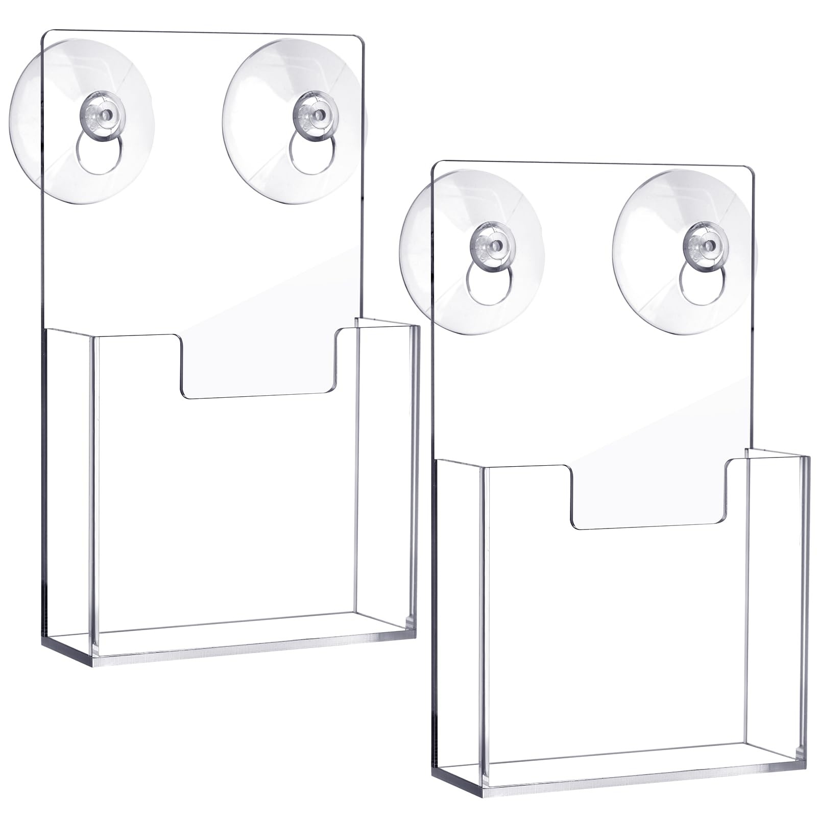 2 Pcs Acrylic Brochure Holder with Suction Cups Wall Mount 7.4 x 4.2 Inch Window