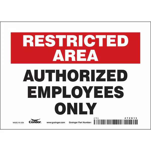Condor Safety Sign, 5 in Height, 7 in Width, Vinyl, Horizontal Rectangle,