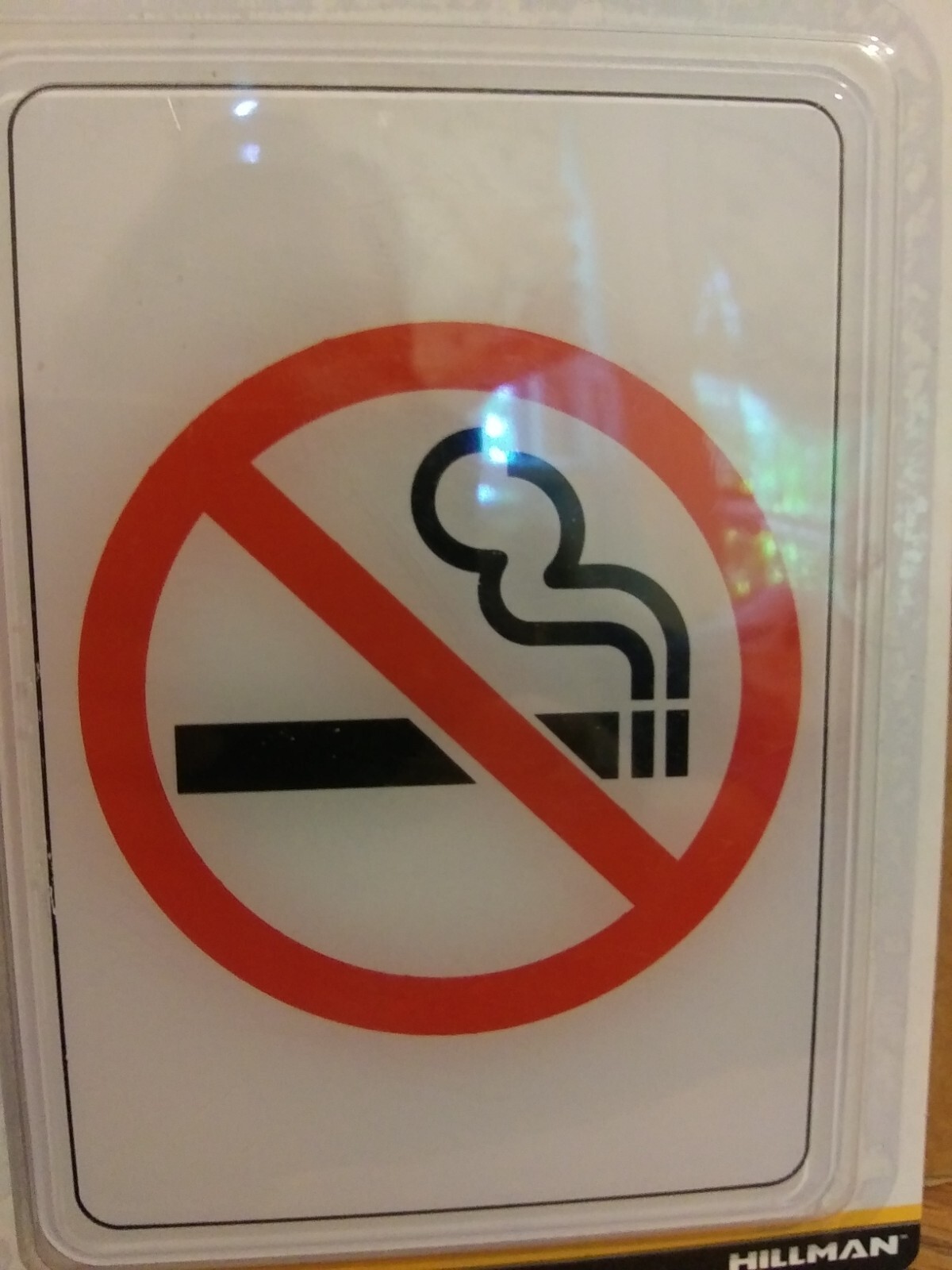 Hillman Plastic No Smoking Symbol, Self-Stick Sign 5″ x 7″