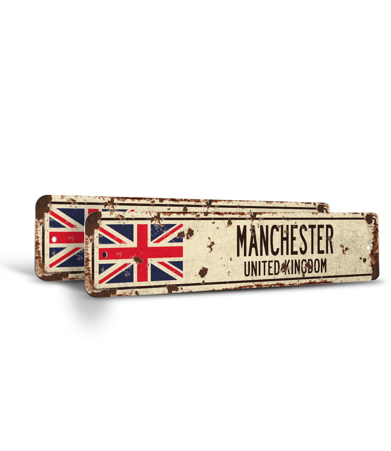 MANCHESTER UNITED KINGDOM Vintage Style Street Sign British Britons Brits flag