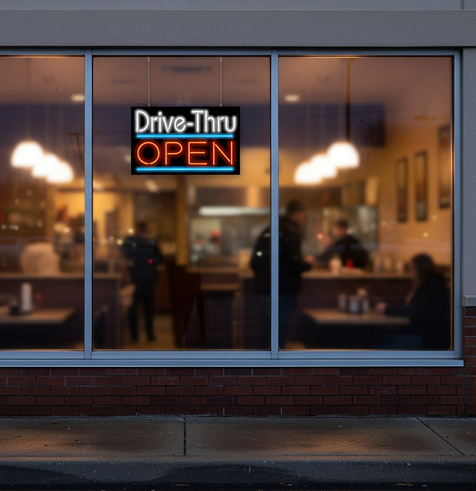 Drive Thru Open Neon Sign – Large 32″ x 20″ – Real Neon Attracts More Customers