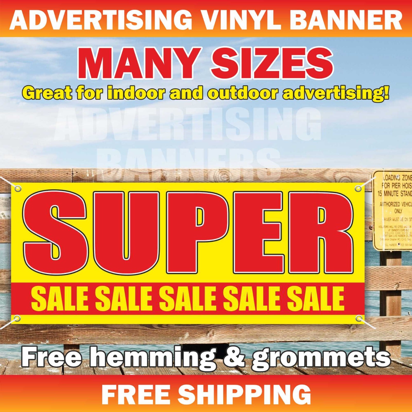 SUPER SALE Advertising Banner Vinyl Mesh Sign Clearance Retail Shop Discount