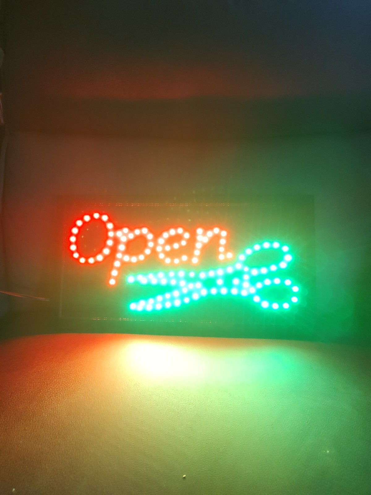 Flashing, Animated LED Neon Open Light With Scissors.