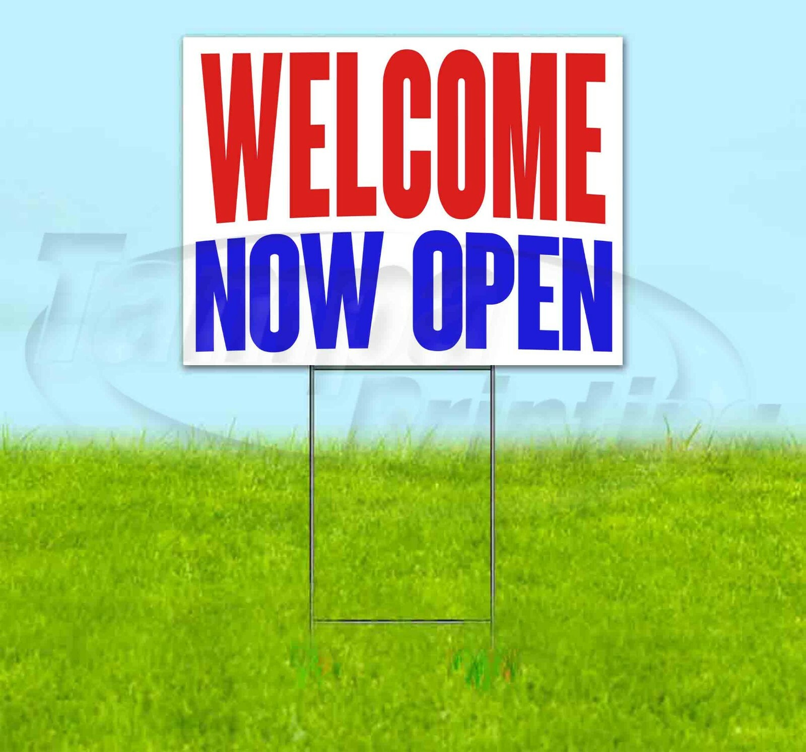 WELCOME NOW OPEN Yard Sign Corrugated Plastic Bandit Lawn Decorations