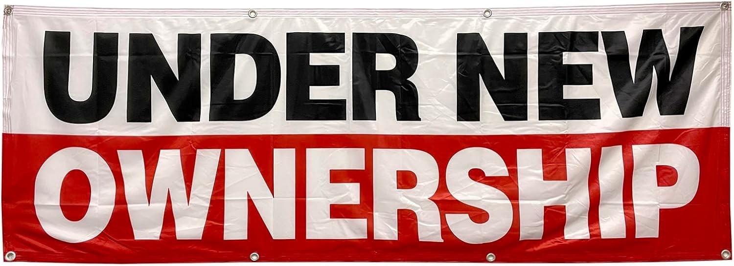 2×6 Ft UNDER NEW OWNERSHIP Banner Polyester Fabric Sign With Grommets wrb