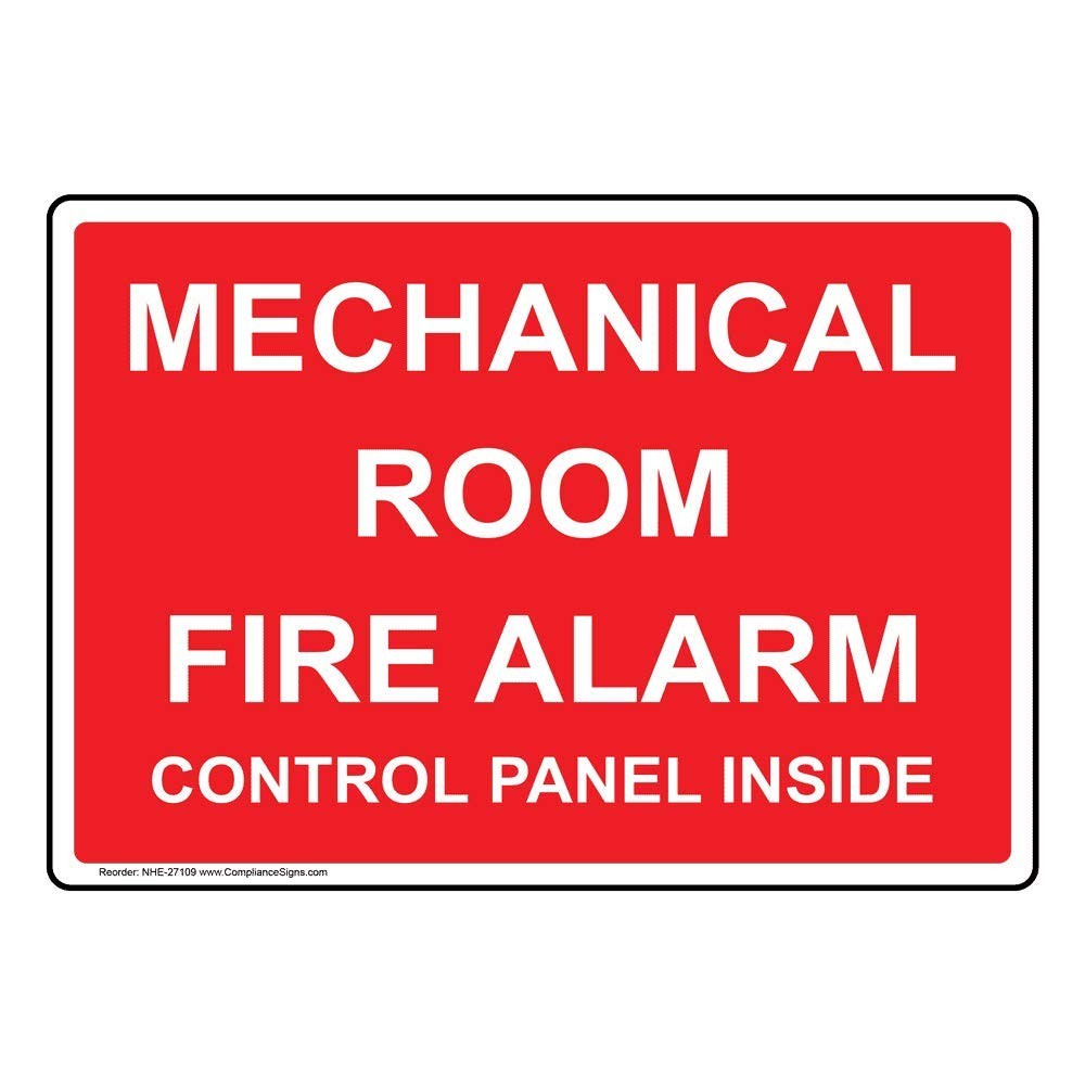 Mechanical Room Fire Alarm Control Panel Inside Sign, 10×7 inch Plastic for F…