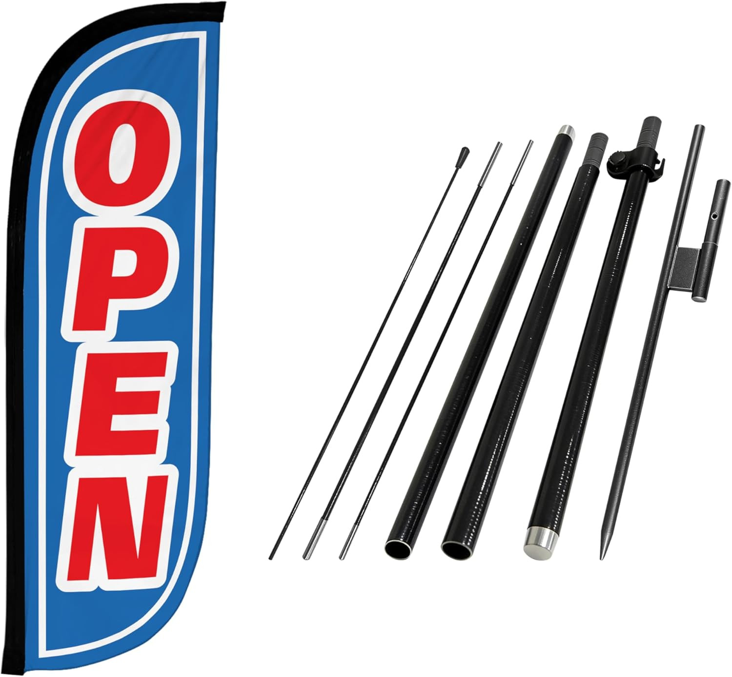 Feather Flag Pole Kit – 7 Feet Tall Advertising Banner with Fiberglass Pole Set