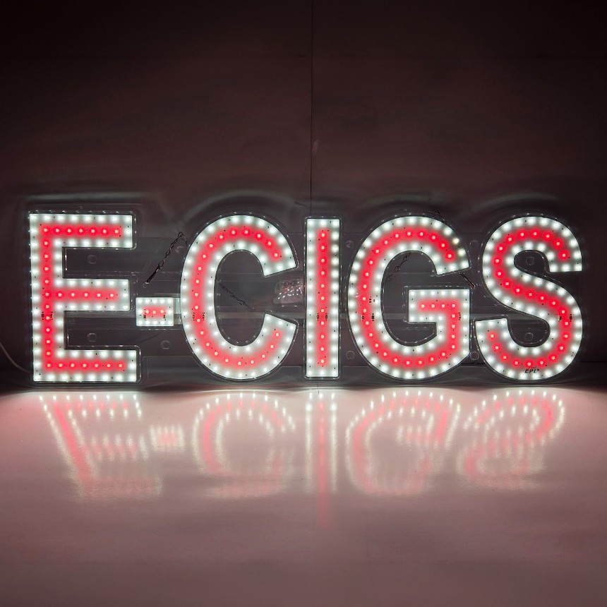 EPL Signs E-CIGS Red LED Sign Business 9″x30″ Remote 2G Blinking Mode