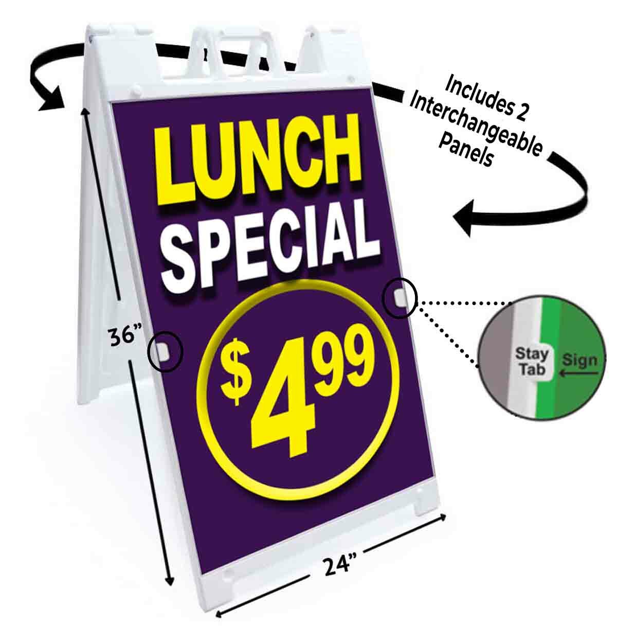 LUNCH SPECIAL $4.99 Signicade 24×36 Aframe Sidewalk Sign Banner Decal SALE