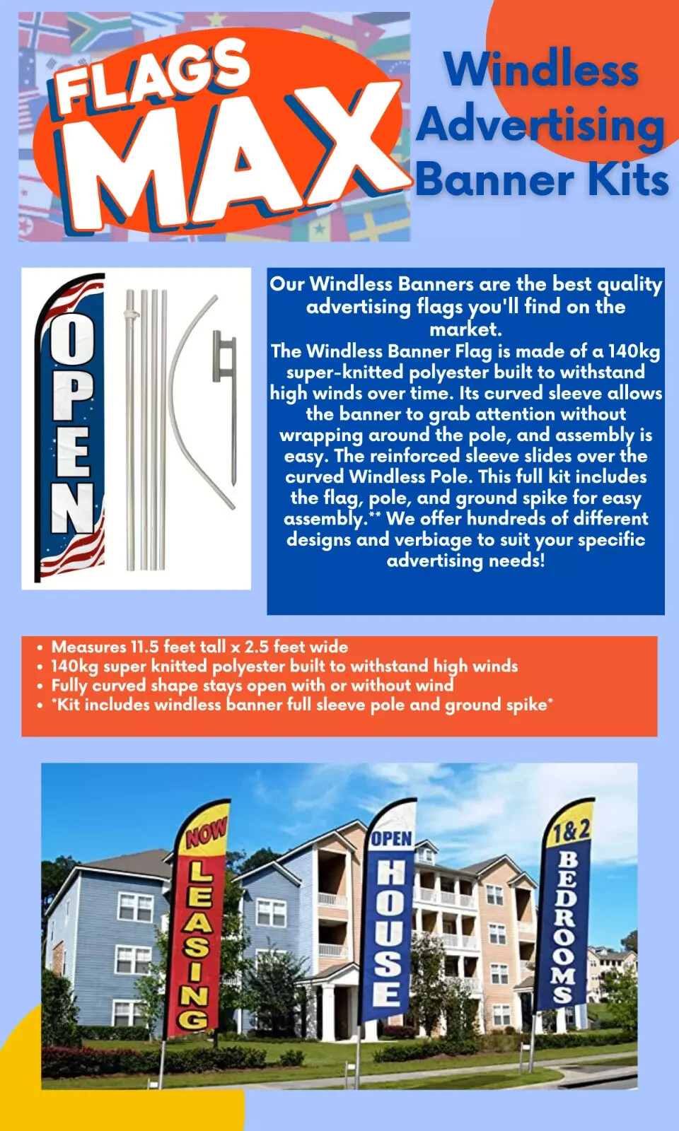 Vaping Shop Variations Windless Advertising Banner Flag Pole Kit