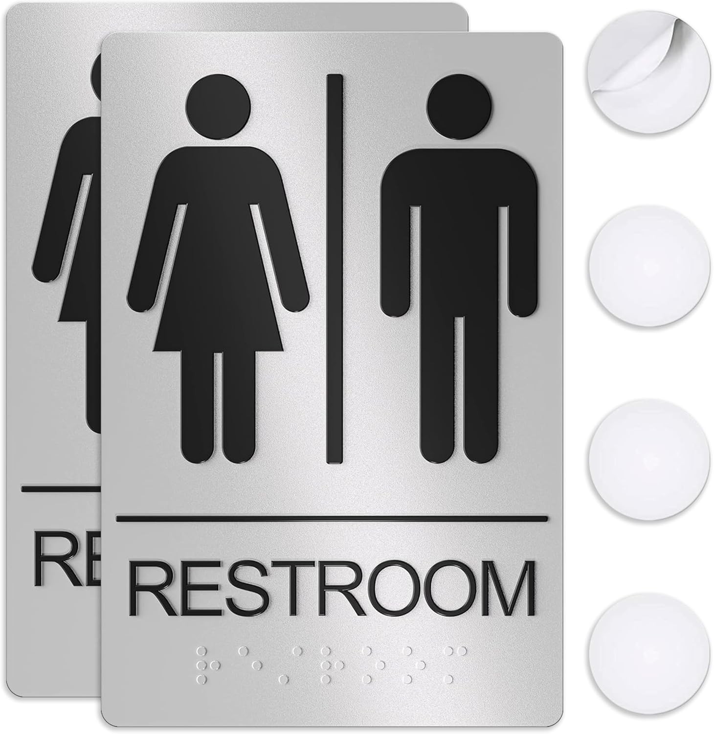 Unisex Bathroom Signs, Restroom Sign For Business – For Men and Women – 2 Pac…