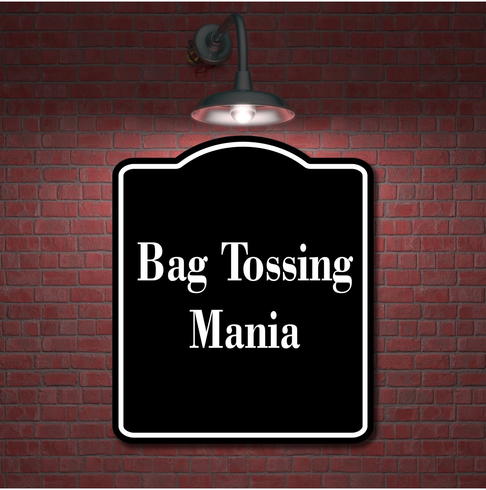 Bag Tossing Mania BLACK Aluminum Composite Sign