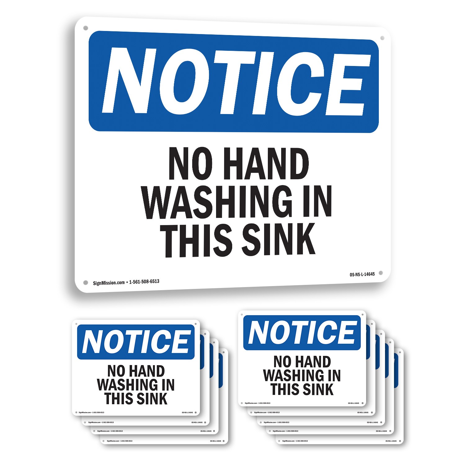 No Hand Washing In This Sink OSHA Notice Sign Metal, Plastic, Decal 5 or 10 Pack