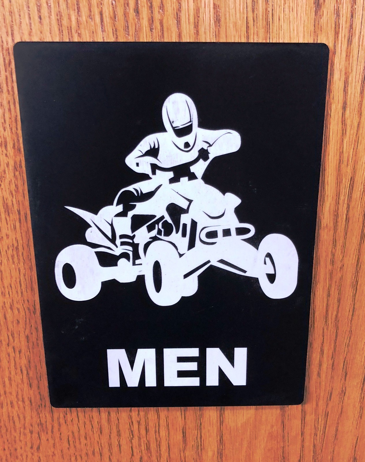MENS Bathroom Sign – ATV Powersports Theme, Black/White, 6″x8″