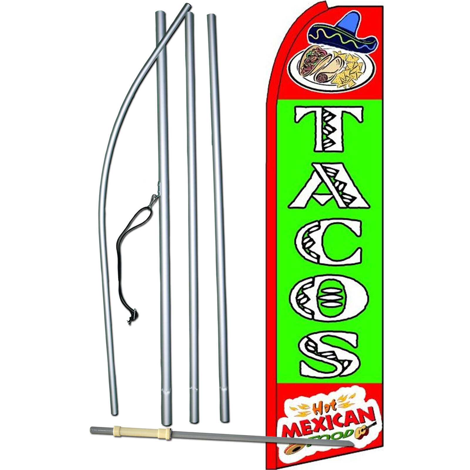 Tacos Hot Mexican Food Complete Swooper Flag Bundle