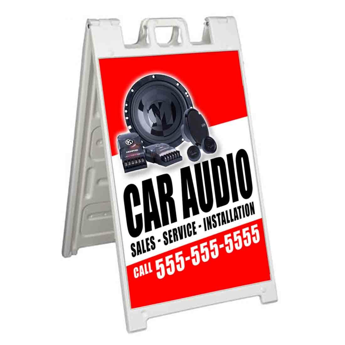 PHONE CUSTOMIZABLE CAR AUDIO Signicade 24×36 Aframe Sidewalk Sign Banner Decal