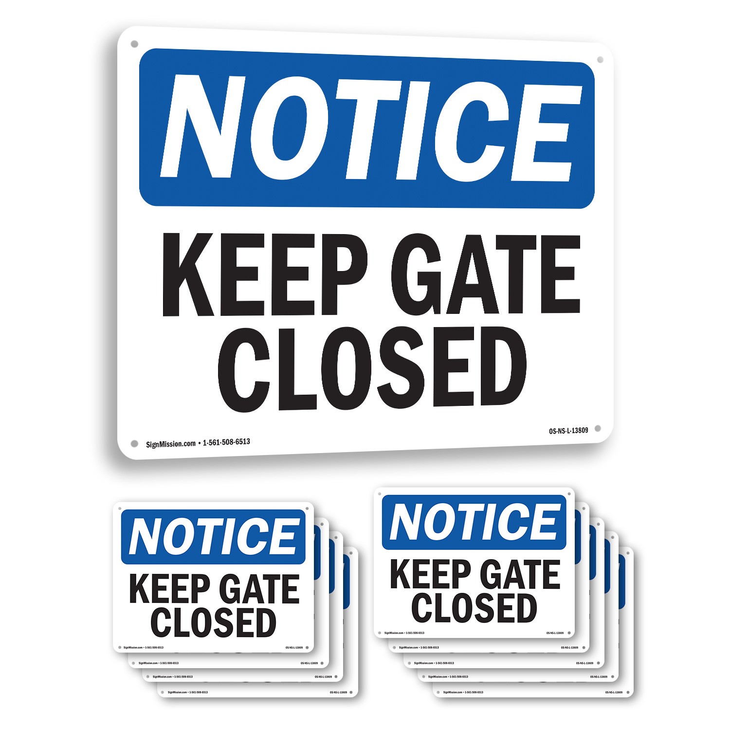 Keep Gate Closed OSHA Notice Sign Metal, Plastic, Or Decal – 5 or 10 Pack