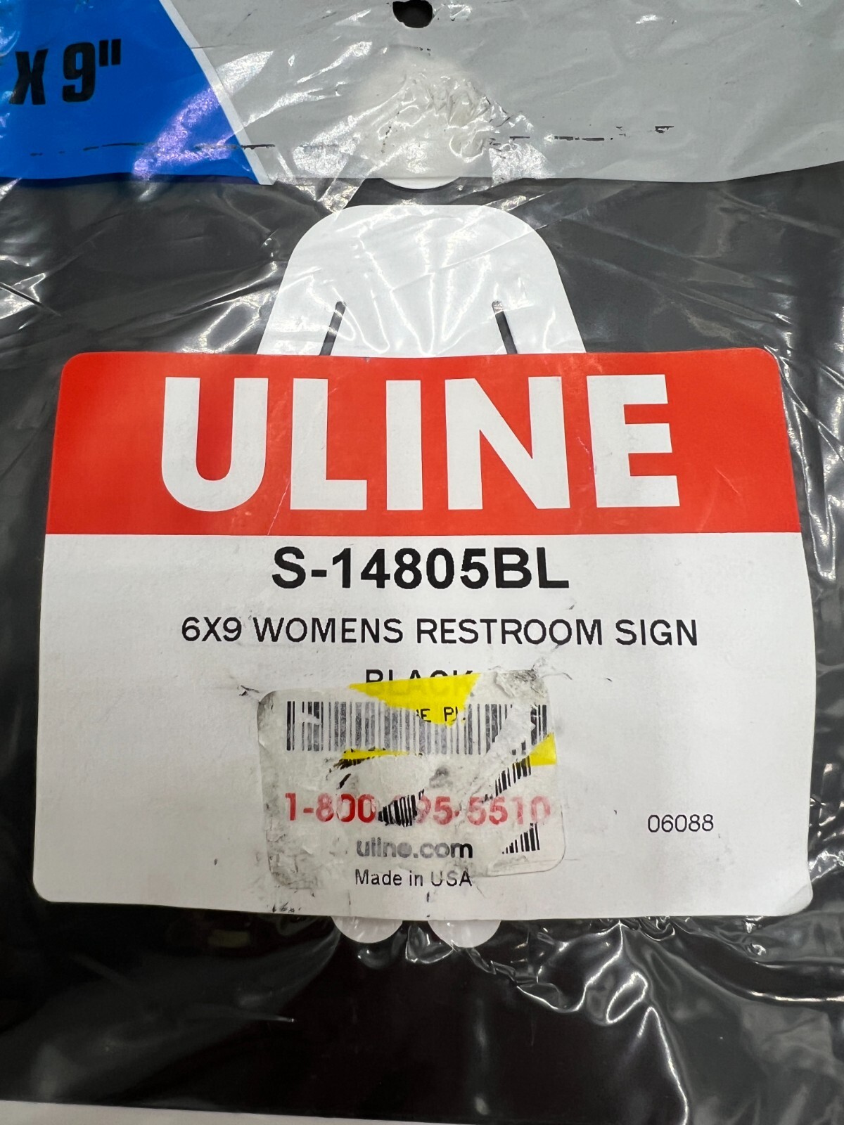 QTY 2 ULINE Plastic Women Restroom Sign S-14805BL Black 9″ x 6″