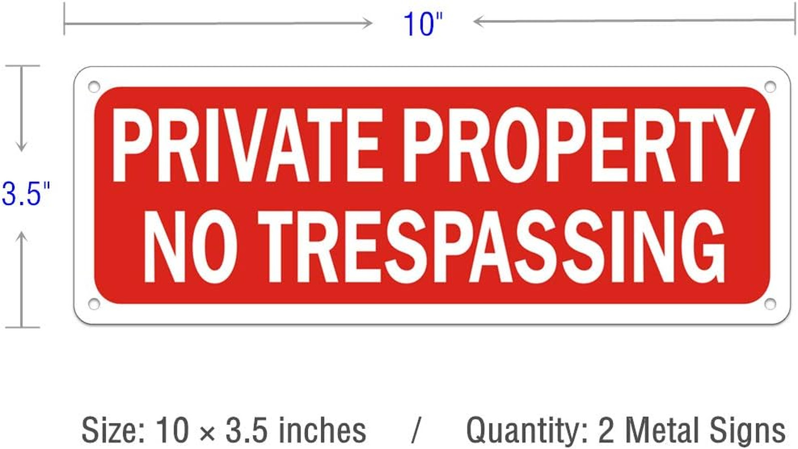 No Trespassing Signs Metal Yard Sign Reflective Aluminum Security Warning 10×3.5