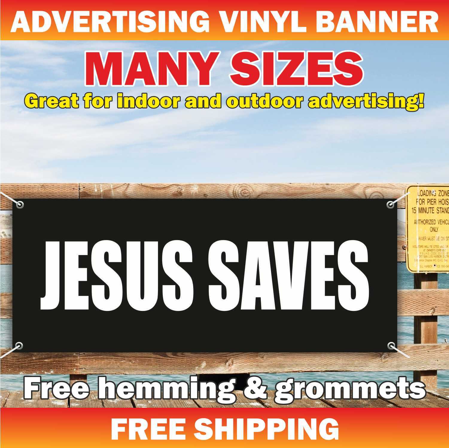 JESUS SAVES Advertising Banner Vinyl Mesh Sign Bible Church Prayer Faith God