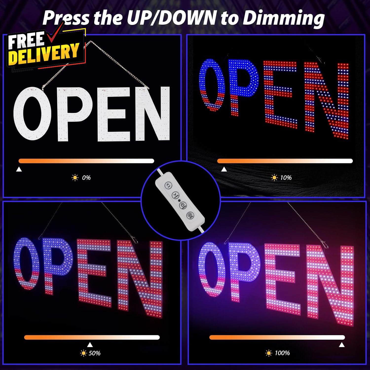 40×14 Large LED Open Sign Ultra Bright Adjustable with Modes for Storefront…